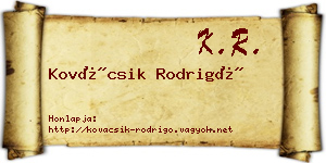 Kovácsik Rodrigó névjegykártya